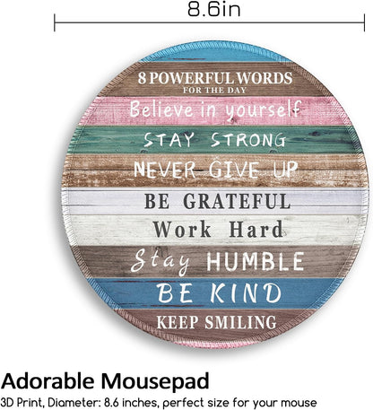 Inspirational Quote Work Mouse Pad, Positive Small Round Mousepad