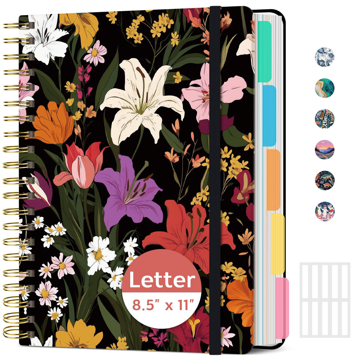 ZOTIA Large Spiral Notebooks for Work 5 Subject with Removable Dividers