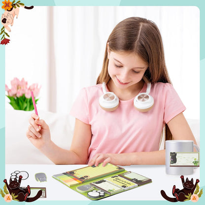B1ykin Sticky Notes Set - 550 Sheets Memo Writing Pad Cat Floral Design