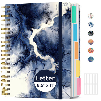 Taja Large Spiral Notebooks for Work 5 Subject with Removable Dividers
