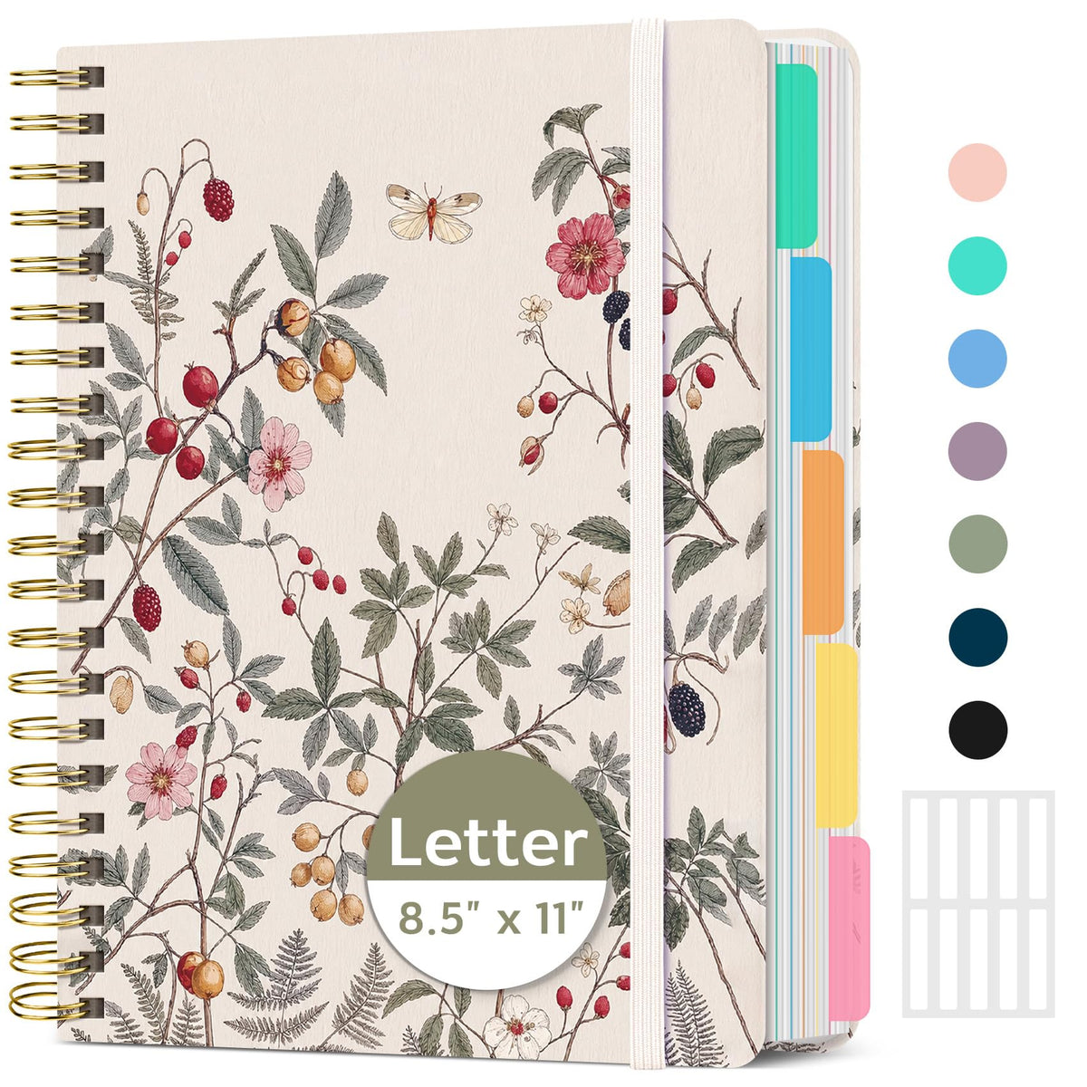 Taja Large Spiral Notebooks for Work 5 Subject with Removable Dividers