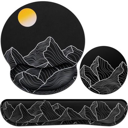 Mouse Pad with Wrist Rest Set, 3-in-1 Wrist Support Mouse Pad Set, Floral