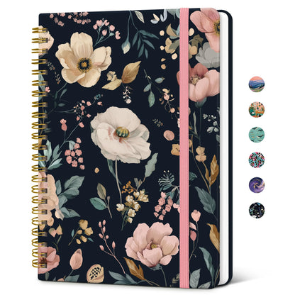 Taja Hardcover Journal for Women, Pretty Spiral Lined Notebook for Work, A5
