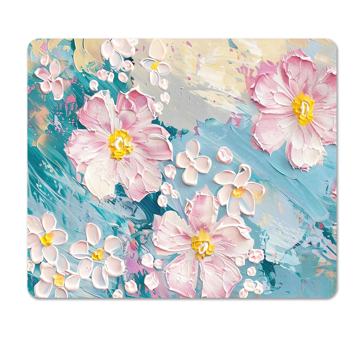 Square Cute Mouse Pad Daisy, Boho Floral Flower Mouse Pads for Desk, Non-Slip Rubber Beige Mousepad Washable Cloth, Minimal Computer Pad Decor Gifts, Coworker Gift for Girls Kids Women, 9.5x7.9 inch