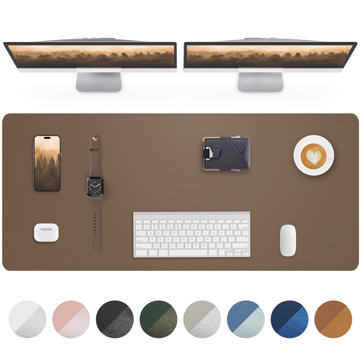 AFIING Desk Pad Protector 23.6" x 13.7" - Non-Slip Waterproof PU Leather Desk Mat for Mouse, Keyboard, Laptop, Office and Home Workspace (Beige)