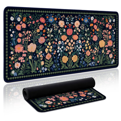 Aesthetic Desk Mat, Cute Enchanted Garden Desk Pad Protector for Work & Decor, 31.5" x 11.8", Pretty Non-Slip Extended Mouse Pad for Office or Home