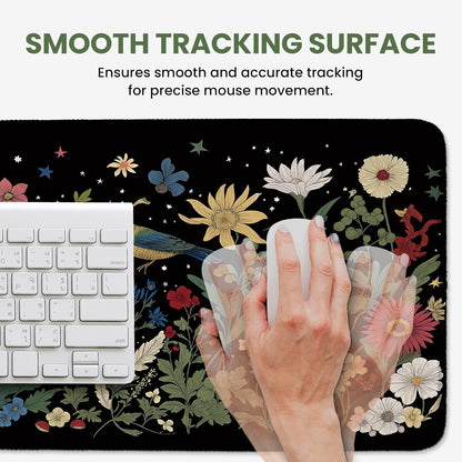 Aesthetic Desk Mat, Cute Enchanted Garden Desk Pad Protector for Work & Decor, 31.5" x 11.8", Pretty Non-Slip Extended Mouse Pad for Office or Home
