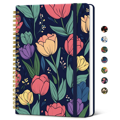 Taja Spiral Lined Journal for Women, Pretty Hardcover Journal Notebook, A5