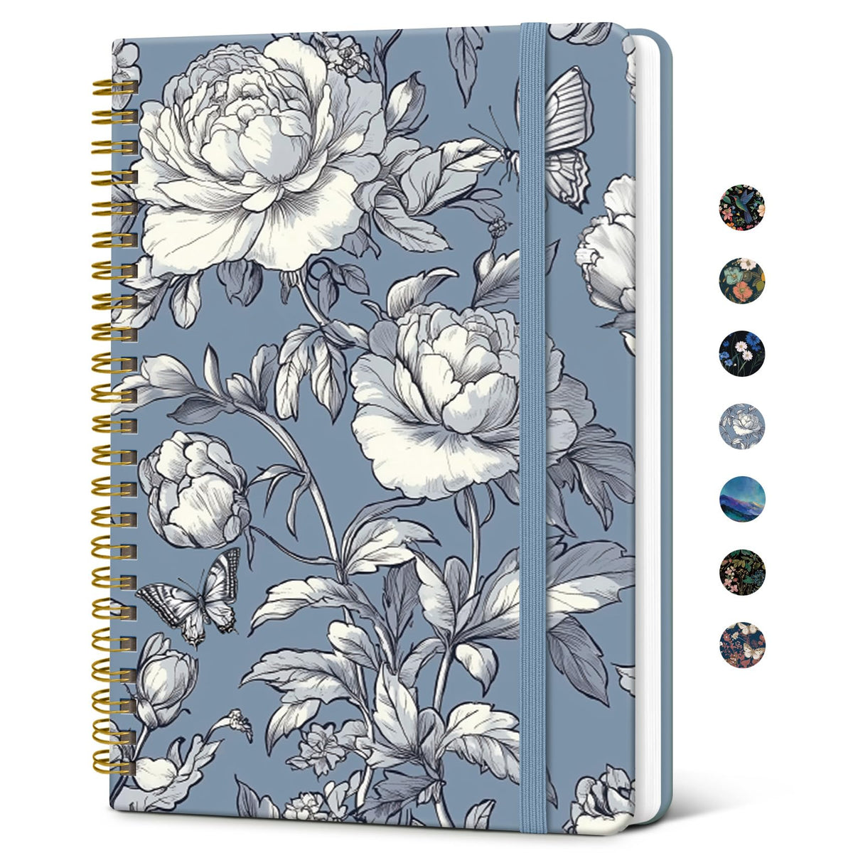 Taja Pretty Spiral Journal for Women, Lined Hardcover Notebook, 6" x 8"