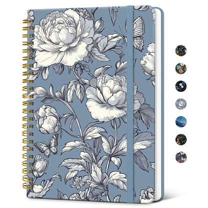 Taja Pretty Spiral Journal for Women, Lined Hardcover Notebook, 6" x 8"