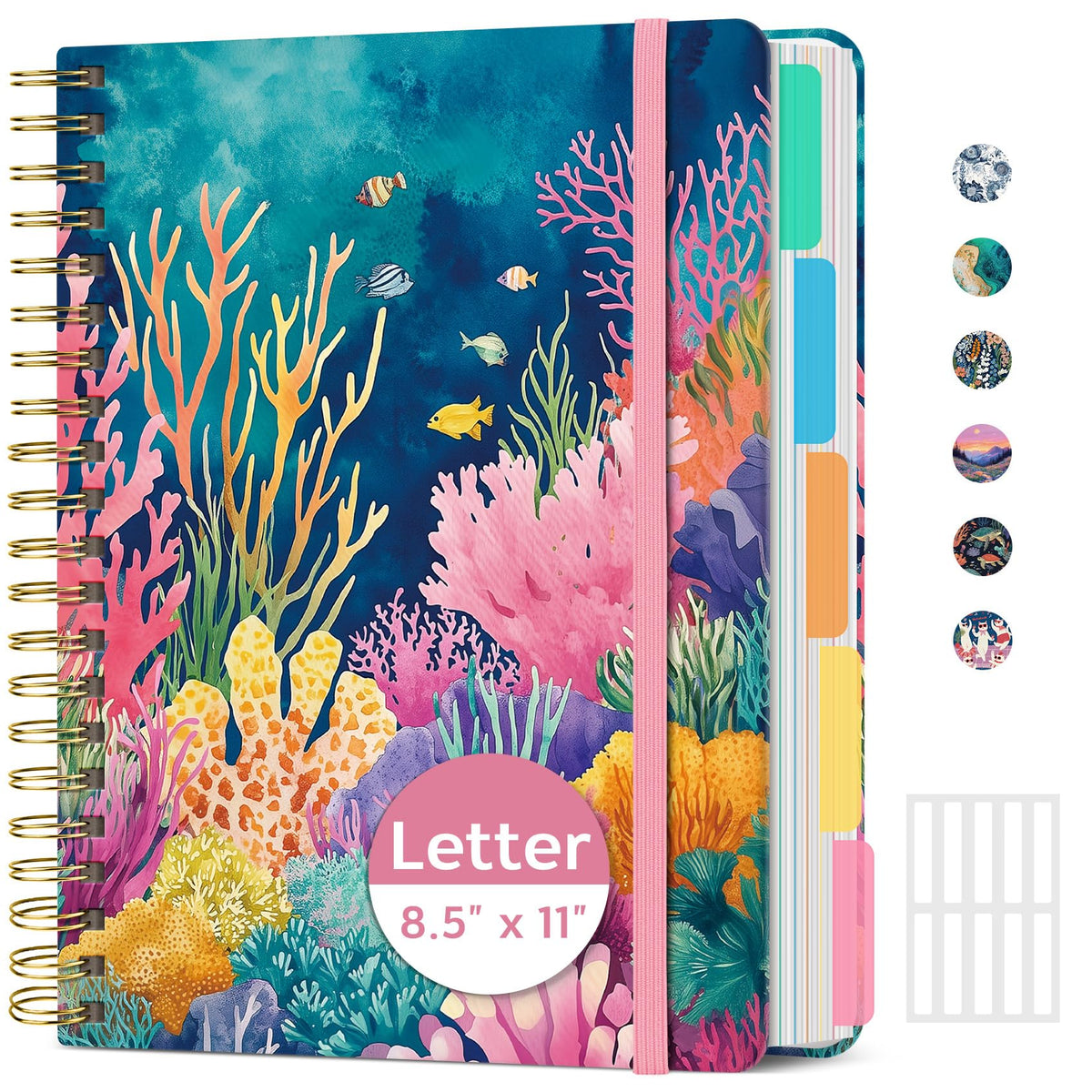 ZOTIA Large Spiral Notebooks for Work 5 Subject with Removable Dividers