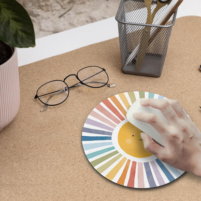 Boho Colorful Sunshine Rainbow Mouse Pad, Cute Sunshine Mouse Pads Mousepad for Desk Home Office Dorm Computers Laptop, Boho Office Supplies Desk Accessories, 7.9x7.9 Inch