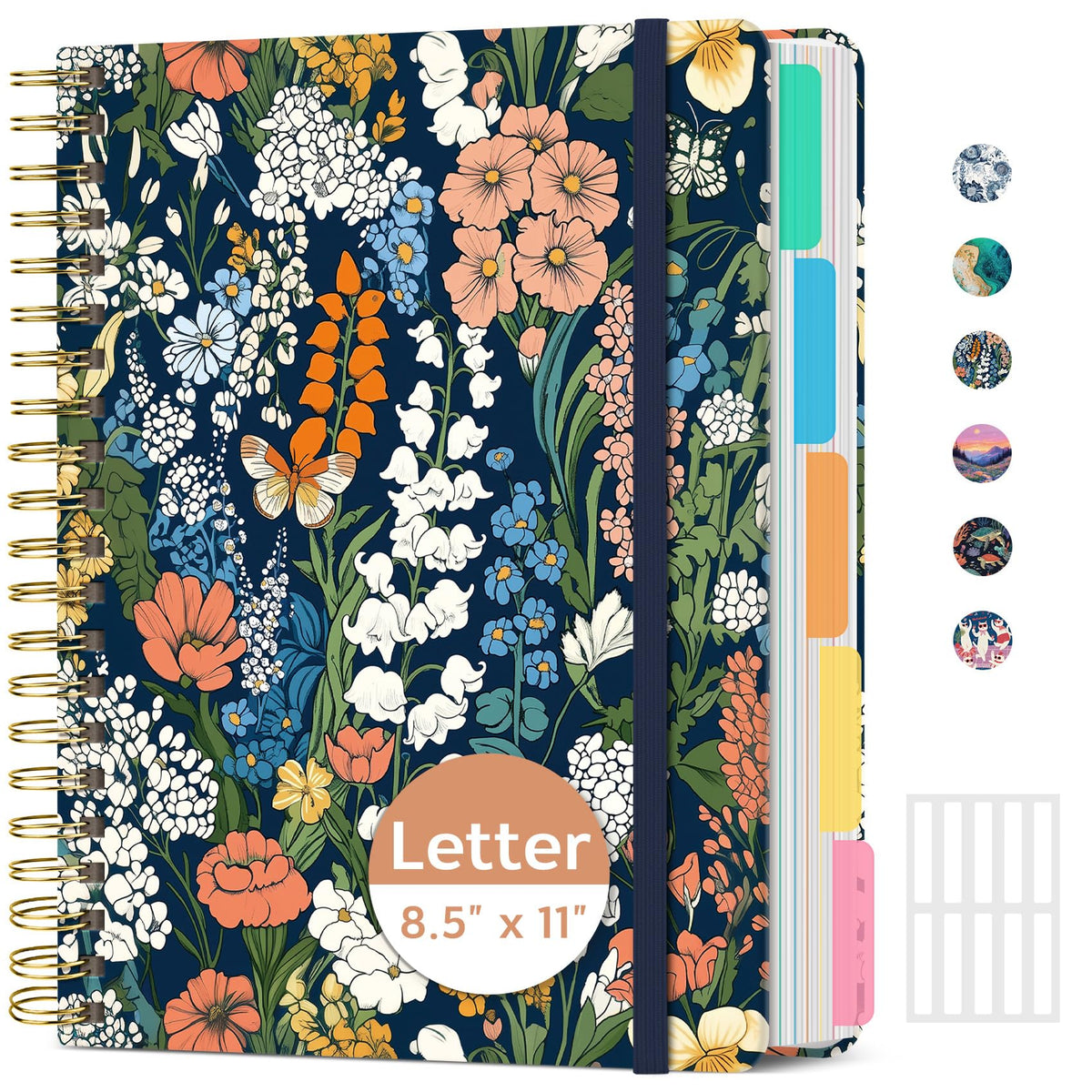 ZOTIA Large Spiral Notebooks for Work 5 Subject with Removable Dividers