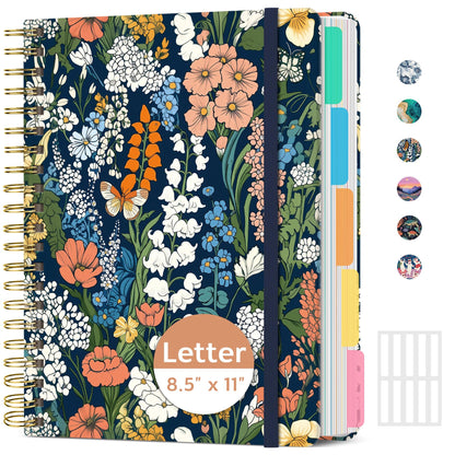 ZOTIA Large Spiral Notebooks for Work 5 Subject with Removable Dividers