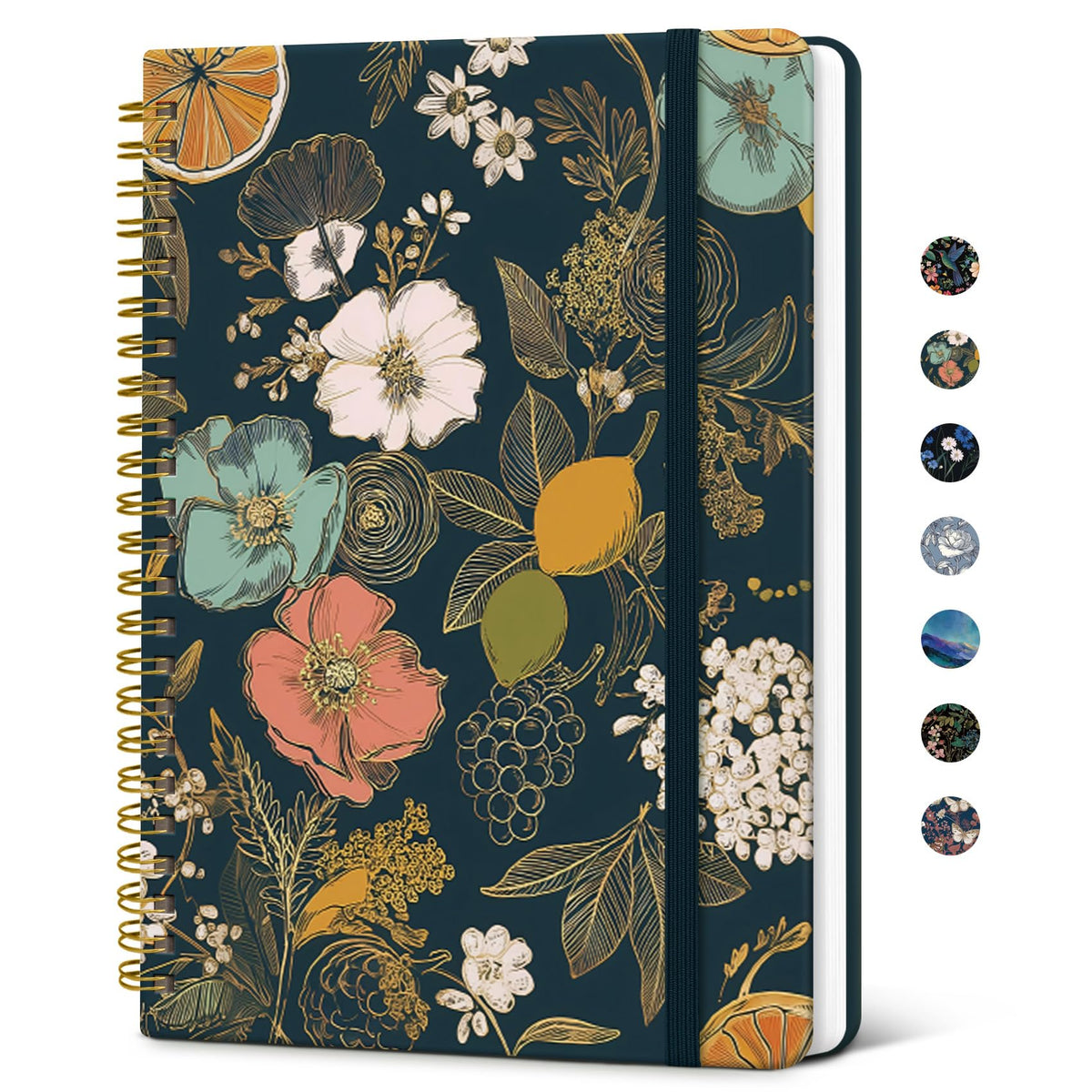 Taja Pretty Spiral Journal for Women, Lined Hardcover Notebook, 6" x 8"