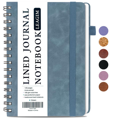 LEAGIM Lined Spiral Journal Notebook for Women & Men, College Ruled Hardcover Notebook for Work & Note Taking, Journals for Writing, 100 GSM, Business, School, 140 Pages, A5(5.8"x8.5") - Pink