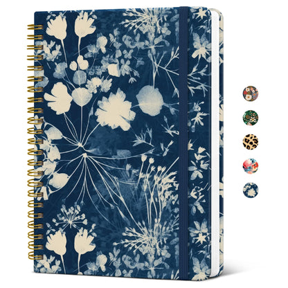 Taja Pretty Spiral Journal for Women, Lined Hardcover Notebook, 6" x 8"