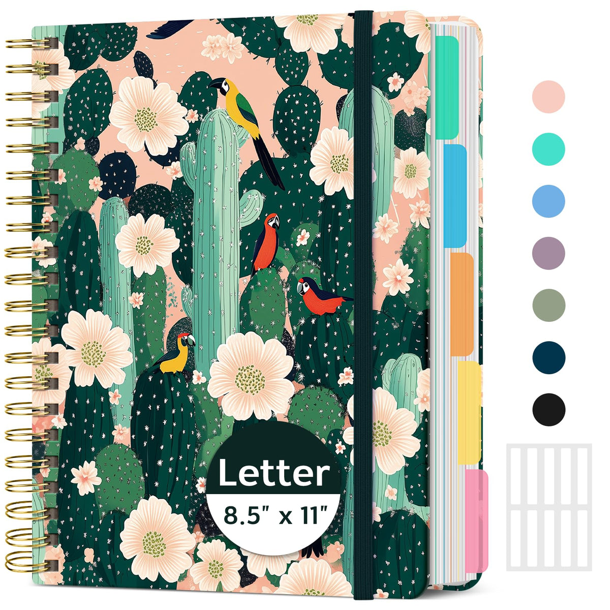 Taja Large Spiral Notebooks for Work 5 Subject with Removable Dividers