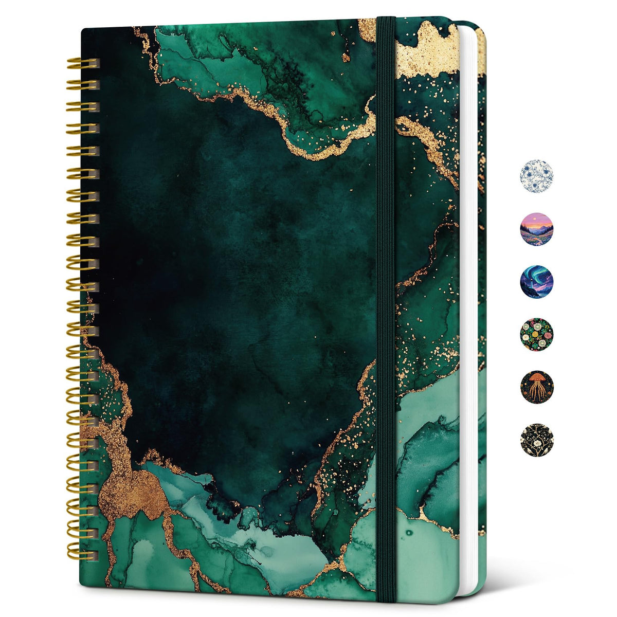 Taja Lined Spiral Journal Notebook for Women, Pretty College Ruled Notebook for Work & Note Taking, A5 Hardcover Journal for Writing, Cute Aesthetic 140 Pages, Midnight Bloom