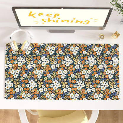 Faux Leather Large Mouse Pad, Office Desk Mat, 31.5"x15.7", Pink Floral