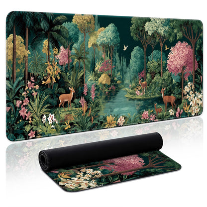 Aesthetic Desk Mat, Cute Enchanted Garden Desk Pad Protector for Work & Decor, 31.5" x 11.8", Pretty Non-Slip Extended Mouse Pad for Office or Home