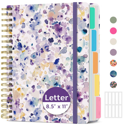 Taja Large Spiral Notebooks for Work 5 Subject with Removable Dividers