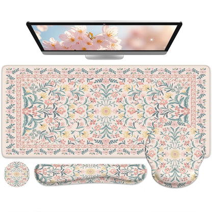 iCasso Pink Ergonomic Mouse Pad with Wrist Rests Set for Desk Accessories