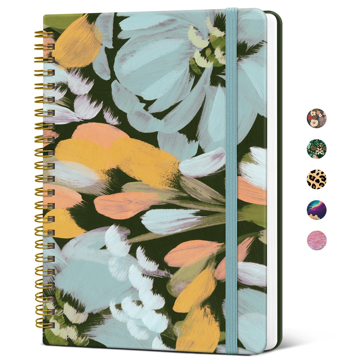 Taja Pretty Spiral Journal for Women, Lined Hardcover Notebook, 6" x 8"