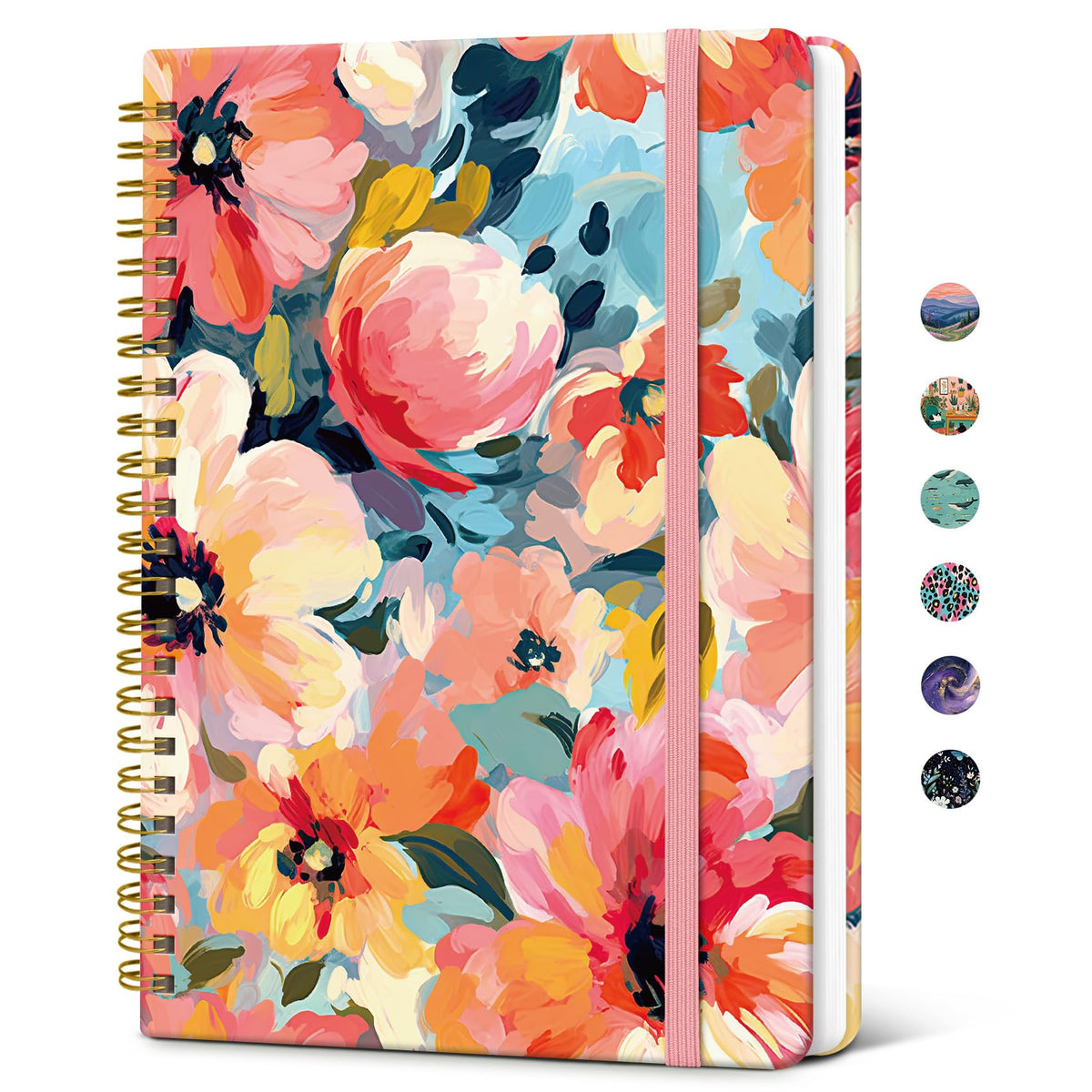 Taja Hardcover Journal for Women, Pretty Spiral Lined Notebook for Work, A5