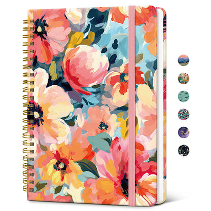 Taja Hardcover Journal for Women, Pretty Spiral Lined Notebook for Work, A5