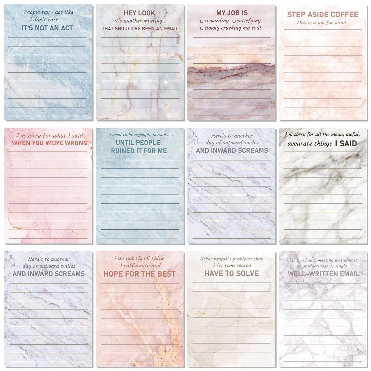 Pajean 12 Designs Funny Sticky Notes, Office to Do List,Classic Style
