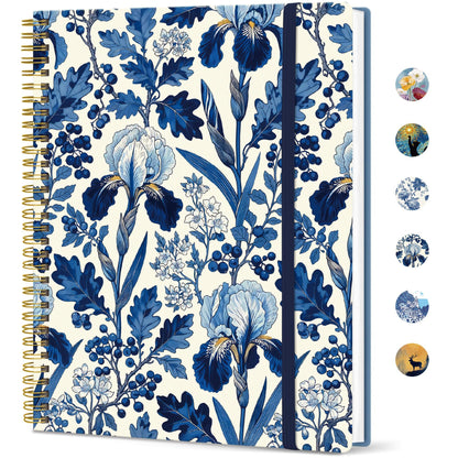 Taja Large Spiral Lined Journal for Women and Men, Notebook for Work