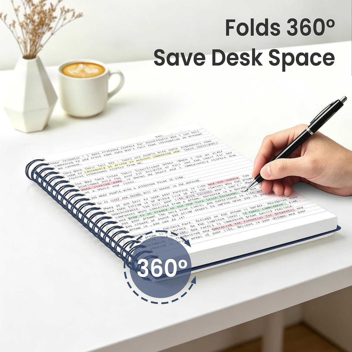 EMSHOI Lined Spiral Journal Notebook, 300 Pages, B5 Size (7.4'' x 10.1'')