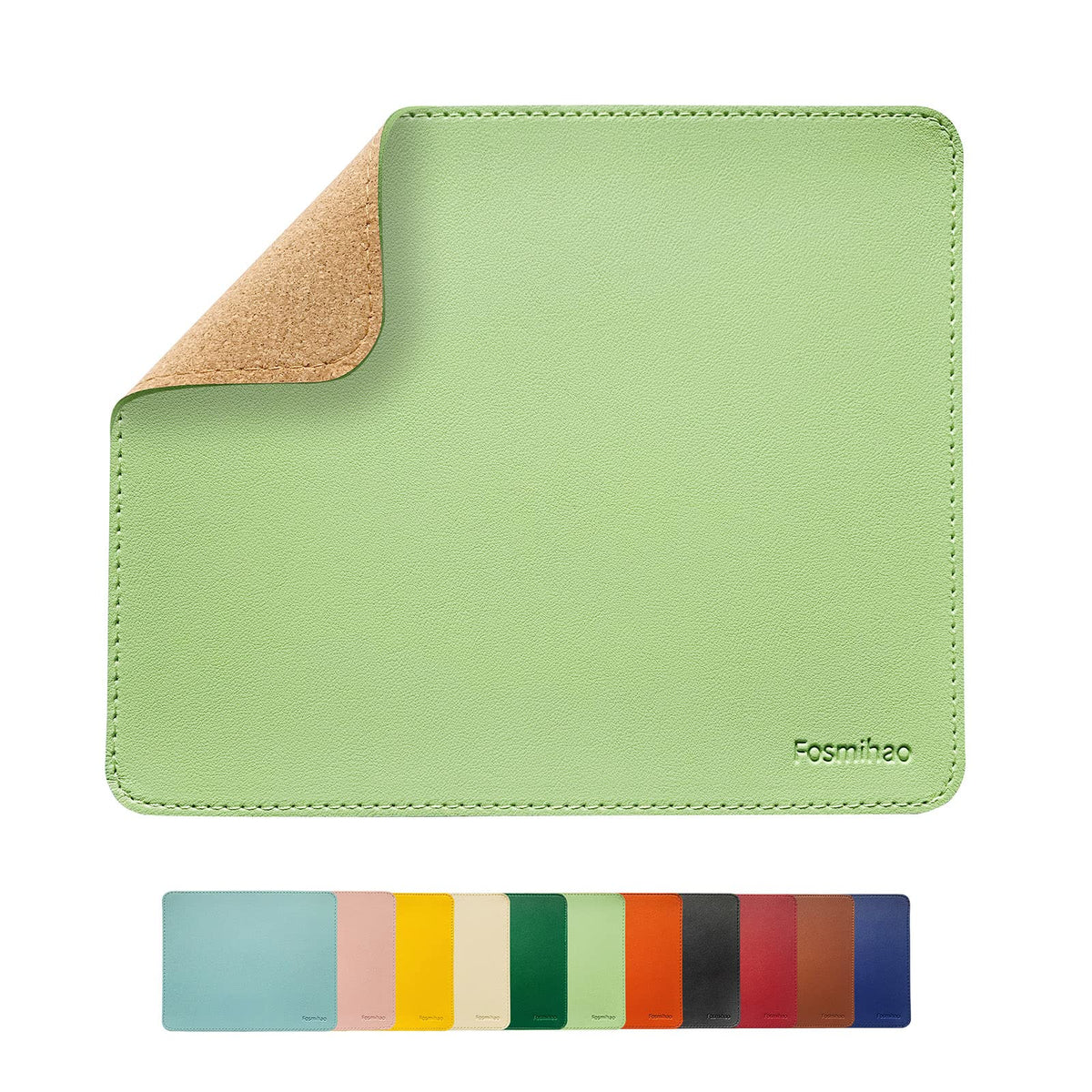Leather Mouse Pad - Wooden Double-Side Mousepad with Stitched Edge, Waterproof Ultra Thin Mouse Pad for Computers, Laptop, Office & Home, 10.2 x 8.3 Inch, 1 Pack (Orange)