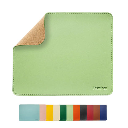 Leather Mouse Pad - Wooden Double-Side Mousepad with Stitched Edge, Waterproof Ultra Thin Mouse Pad for Computers, Laptop, Office & Home, 10.2 x 8.3 Inch, 1 Pack (Orange)