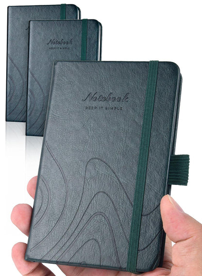 AISBUGUR Pocket Notebook, Small Notebook, 2-Pack Total 320 Pages,3.7" x 5.7" Pocket Notebook (2 Pack, Black1)