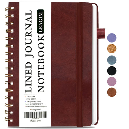LEAGIM Lined Spiral Journal Notebook for Women & Men, College Ruled Hardcover Notebook for Work & Note Taking, Journals for Writing, 100 GSM, Business, School, 140 Pages, A5(5.8"x8.5") - Pink