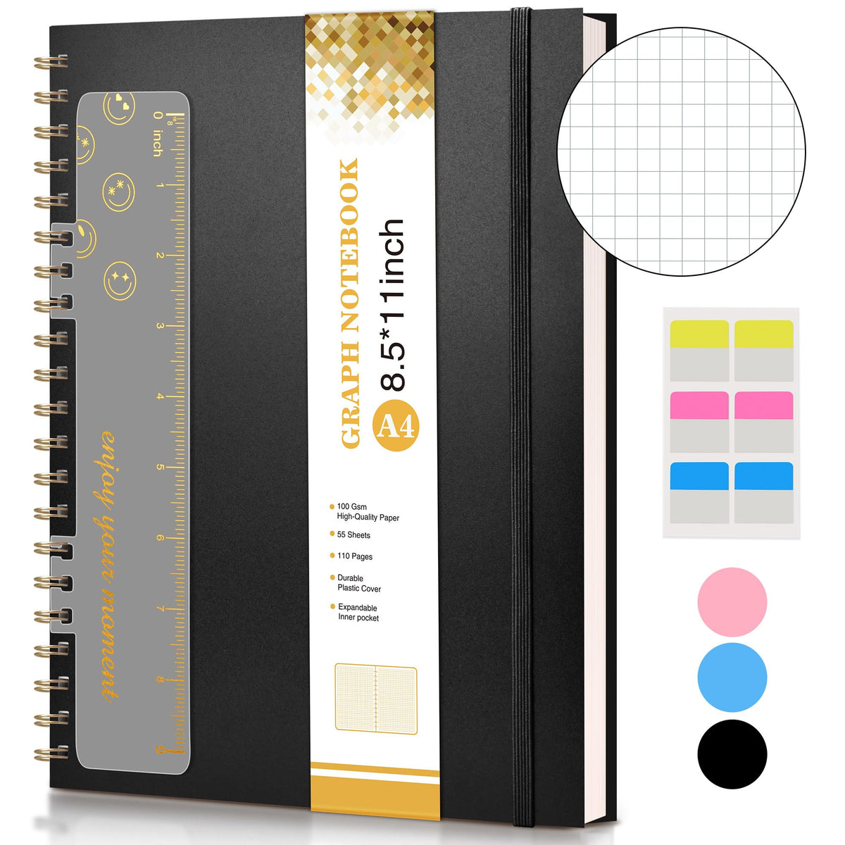 Spiral Notebook Journal 8.5” x 11”, A4 Large Notebooks for Women Men, College Ruled Lined Journal, 100 GSM Paper, Hardcover Spiral Bound Journals for Work School Writing Note Taking Business, Purple