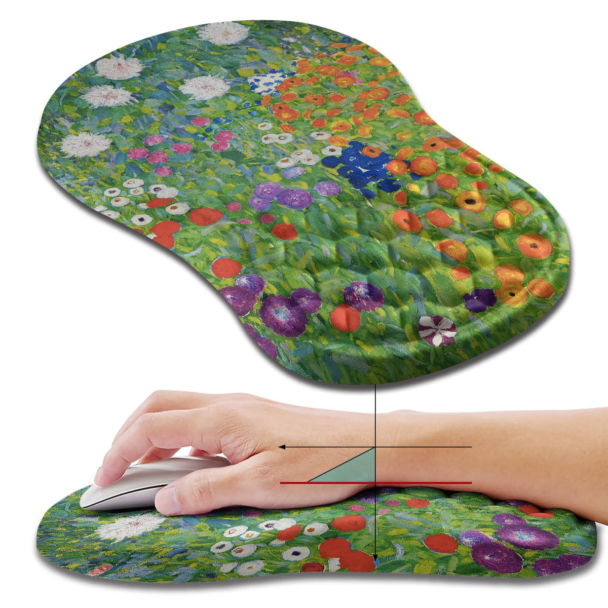 Hokafenle Ergonomic Mouse Pad Wrist Support, Wrist Rest Mousepad for Carpal Tunnel Pain Relief with Integrated Memory Foam Slope Massage Bulge (11.8x7.9 inch,Forest