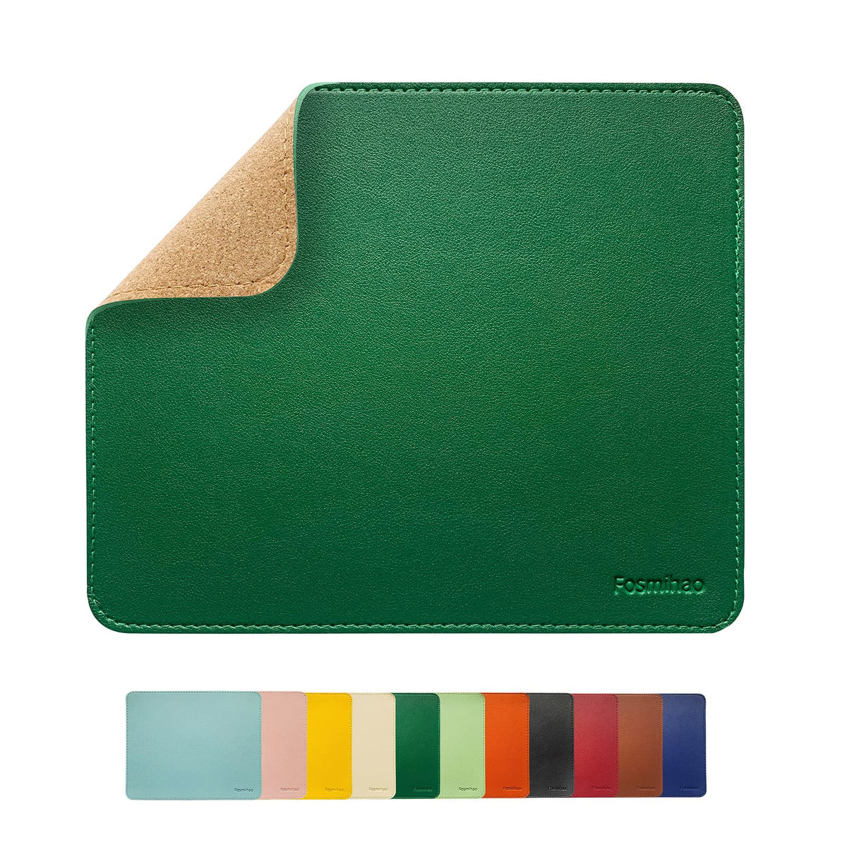 Leather Mouse Pad - Wooden Double-Side Mousepad with Stitched Edge, Waterproof Ultra Thin Mouse Pad for Computers, Laptop, Office & Home, 10.2 x 8.3 Inch, 1 Pack (Orange)
