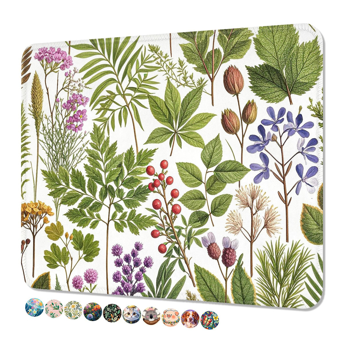 Mouse Pad, Cute Mouse Mat, 10" x 8", Colorful Flower Cat
