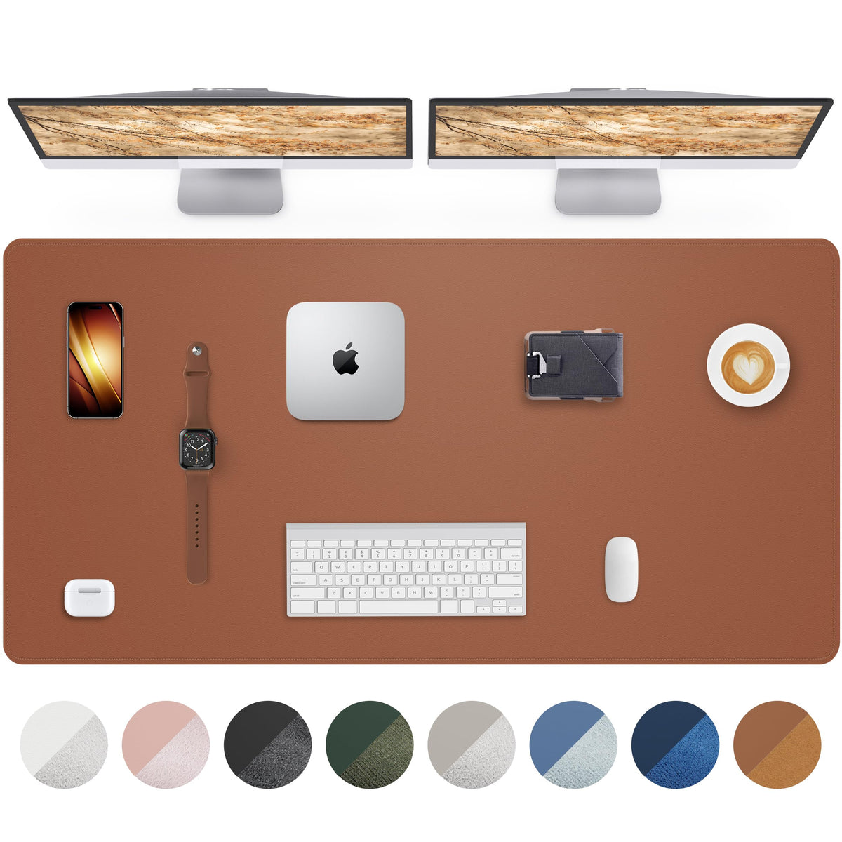 AFIING Desk Pad Protector 23.6" x 13.7" - Non-Slip Waterproof PU Leather Desk Mat for Mouse, Keyboard, Laptop, Office and Home Workspace (Beige)