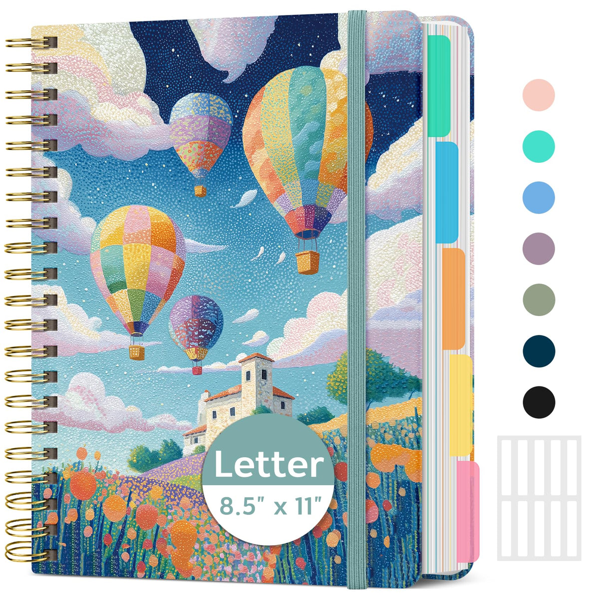 Taja Large Spiral Notebooks for Work 5 Subject with Removable Dividers