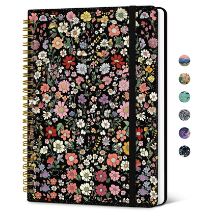 Taja Hardcover Journal for Women, Pretty Spiral Lined Notebook for Work, A5