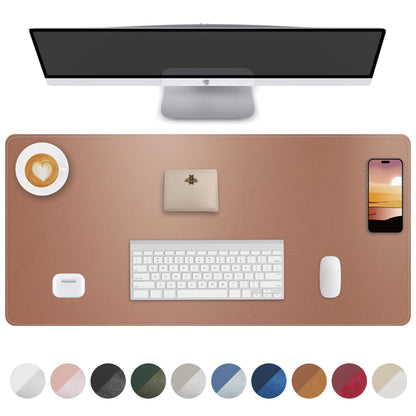 AFIING Desk Pad Protector 23.6" x 13.7" - Non-Slip Waterproof PU Leather Desk Mat for Mouse, Keyboard, Laptop, Office and Home Workspace (Beige)