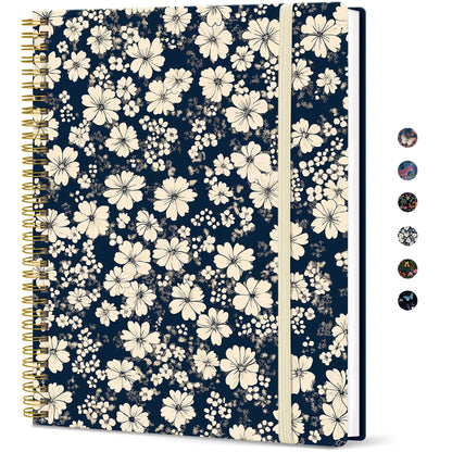 Taja Large Spiral Lined Journal for Women and Men, Notebook for Work