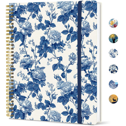 Taja Large Spiral Lined Journal for Women and Men, Notebook for Work
