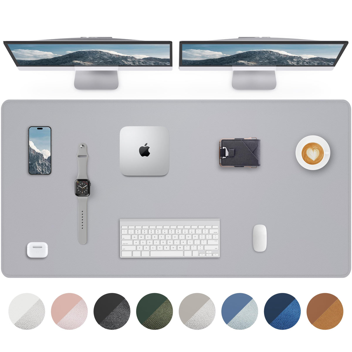 AFIING Desk Pad Protector 23.6" x 13.7" - Non-Slip Waterproof PU Leather Desk Mat for Mouse, Keyboard, Laptop, Office and Home Workspace (Beige)