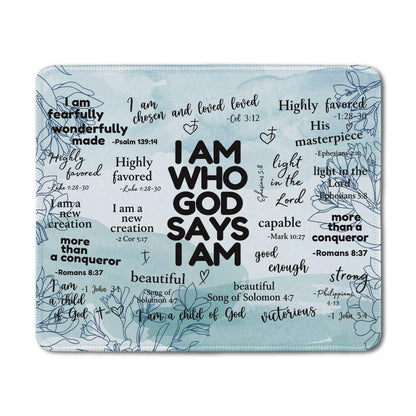 Inspirational Christian God Says I Am Mouse Pad, Minimalist Boho Floral Bible Verse Affirmation Mouse Pads Mousepad for Home Office Dorm Computers Laptop Supplies Desk Accessories, 9.5x7.9 Inch