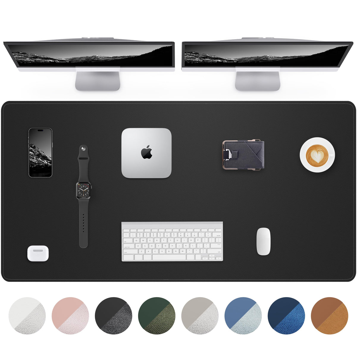 AFIING Desk Pad Protector 23.6" x 13.7" - Non-Slip Waterproof PU Leather Desk Mat for Mouse, Keyboard, Laptop, Office and Home Workspace (Beige)